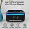 Bluetooth Speaker Alarm Clock w/ 15W Fast Wireless Charging, 13 Night Light modes, Rechargeable Battery, 10W Stereo Speaker, 12/24H Digital Clock, Sleep Timer, White Noise Mode, USB Drive